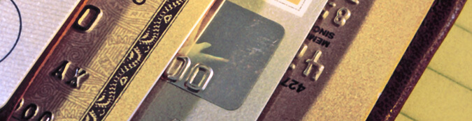 cropped view of credit cards in a wallet